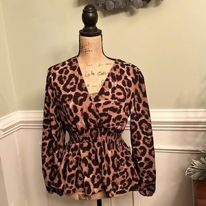 Leopard print peplum blouse